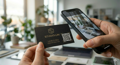 Business Card Design Ideas in Singapore (2026 Guide) 8 Business card with QR code and digital integration