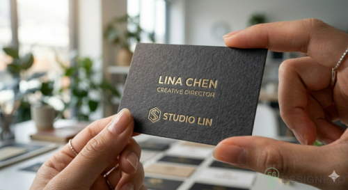 Business Card Design Ideas in Singapore (2026 Guide) 7 Luxurious textured business card being held