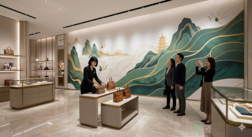 Boost Your Brand with 2026 Large Format Printing in Singapore 8 Seamless wall mural printed in super-wide format in a luxury retail setting