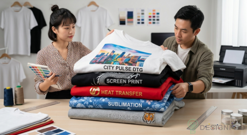 Custom T-Shirt Printing 2026: Top Tips for Personalized Designs 6 Stack of t-shirts showing different printing methods