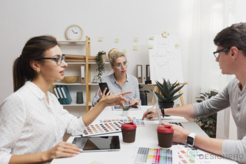 Book Design 14 business partners talking about company